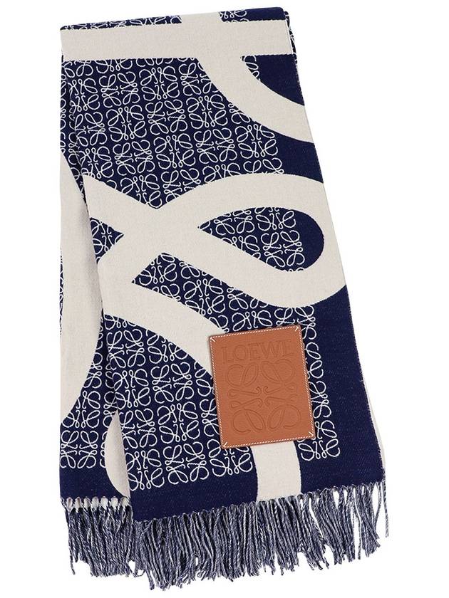 Anagram Blanket Muffler Navy Blue - LOEWE - BALAAN 3