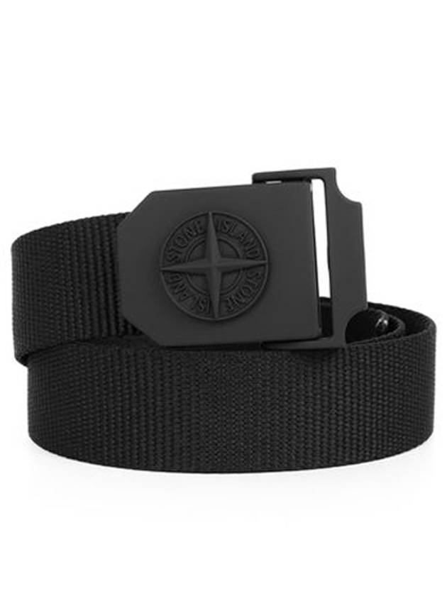 Compass Motif Buckle Belt Black - STONE ISLAND - BALAAN 2