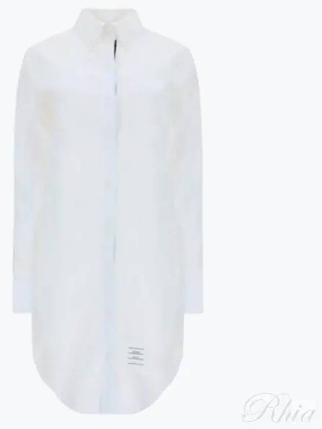 Women's Point Collar Poplin Short Dress White - THOM BROWNE - BALAAN 2