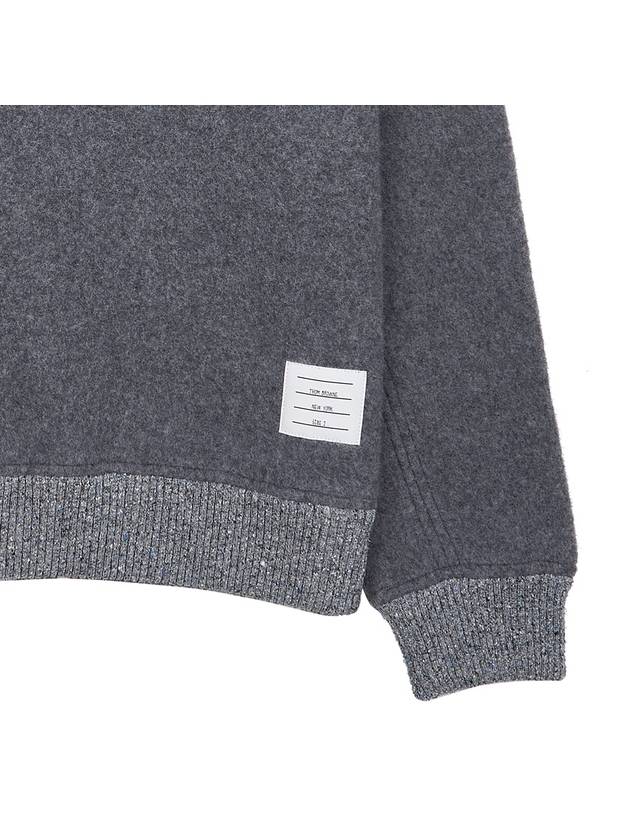 Logo Patch Striped Wool Fleece Crewneck Knit Top Grey - THOM BROWNE - BALAAN 9