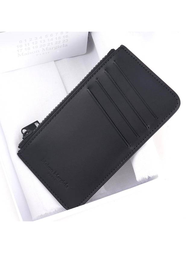 Stitched Two Tone Leather Zipper Card Wallet Black - MAISON MARGIELA - BALAAN 3