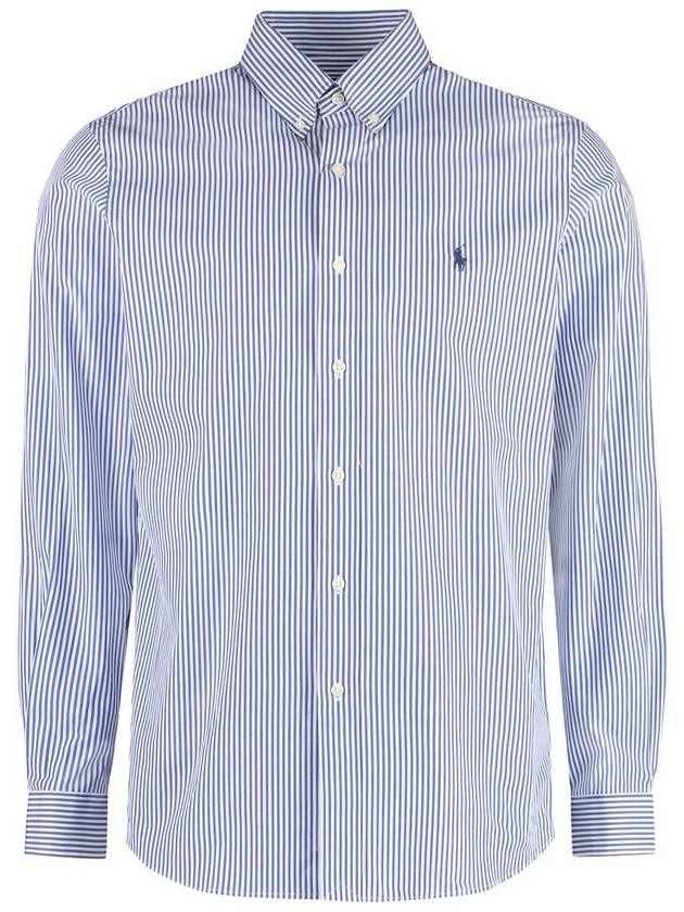 Pony Striped Cotton Long Sleeve Shirt Blue - POLO RALPH LAUREN - BALAAN 2