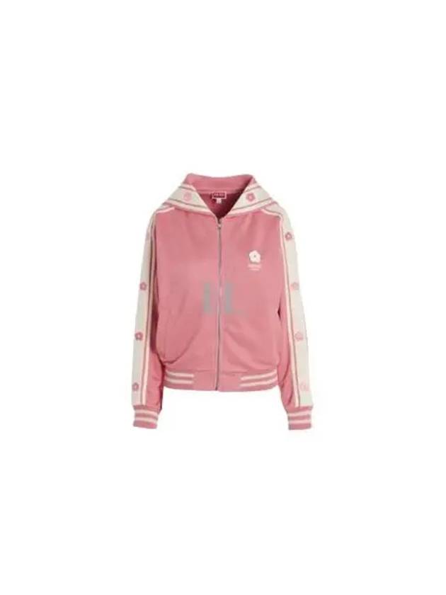 Boke Flower Embroidered Logo Zip-Up Hoodie Pink - KENZO - BALAAN 2