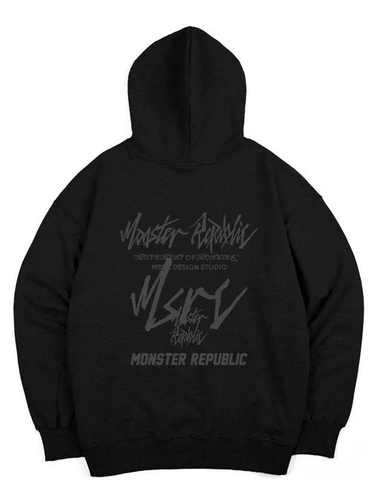 Movement Lettering Gray Hoodie Black - MONSTER REPUBLIC - BALAAN 2