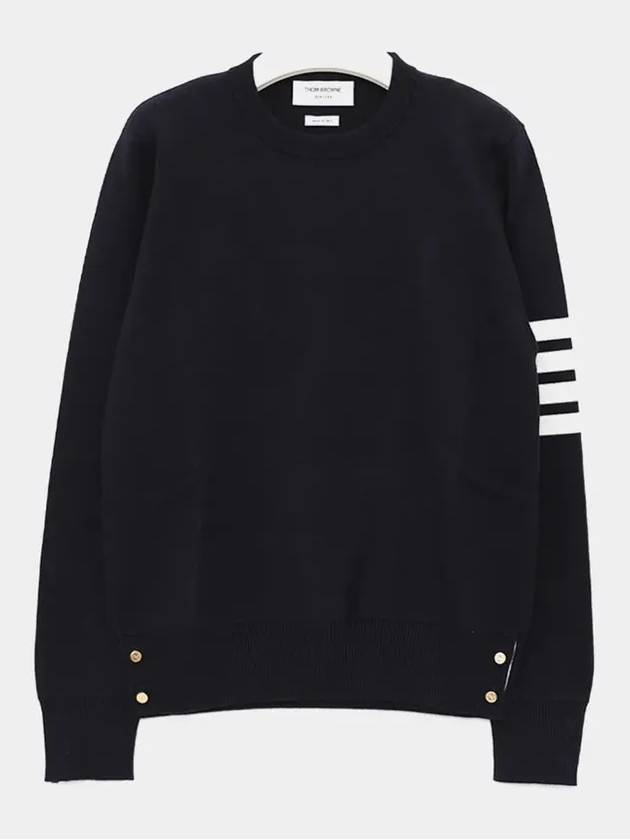 4 Bar Armband Milano Stitch Knit Top Navy - THOM BROWNE - BALAAN 4