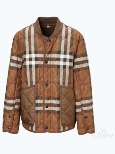 Check Stripe Quilted Bomber Jacket Brown - BURBERRY - BALAAN 2