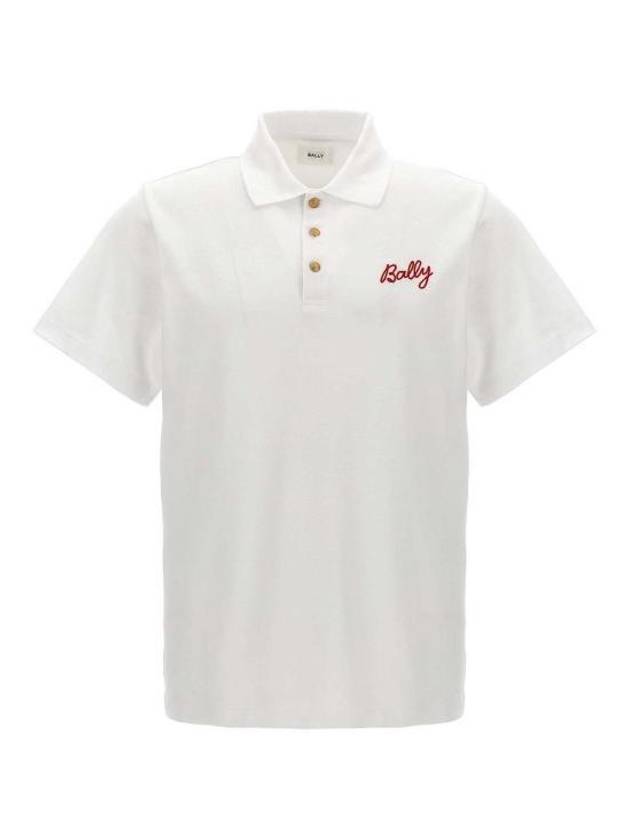 Embroidery Logo Short Sleeve Polo Shirt White - BALLY - BALAAN 2