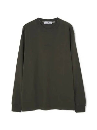 Tape Three Print Cotton Jersey Long Sleeve T-Shirt Green - STONE ISLAND - BALAAN 1