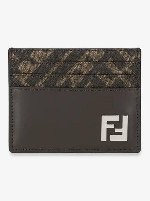 FF Square Leather Card Wallet Brown - FENDI - BALAAN 2