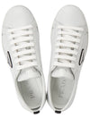 Brushed Leather Low Top Sneakers White Black - PRADA - BALAAN 3