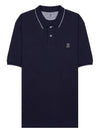 Embroidered Logo Short Sleeve Polo Shirt Navy - BRUNELLO CUCINELLI - BALAAN 2