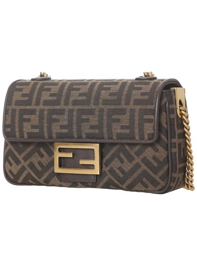 Baguette Chain FF Jacquard Medium Cross Bag Brown - FENDI - BALAAN 3