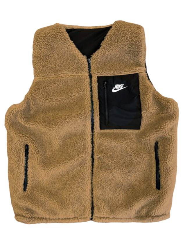 Reversible Sherpa Vest Khaki Black - NIKE - BALAAN 1