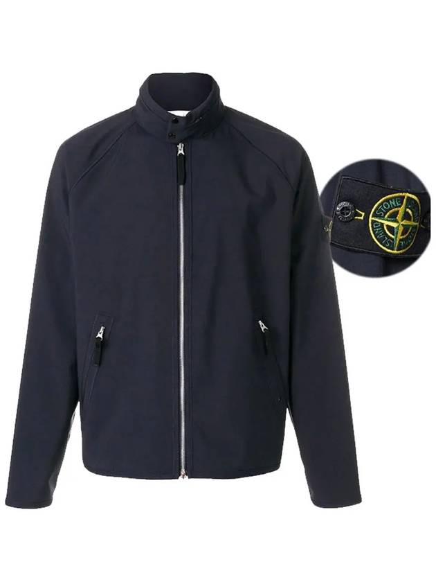 Logo Soft Shell Zip-Up Jacket Navy - STONE ISLAND - BALAAN 3