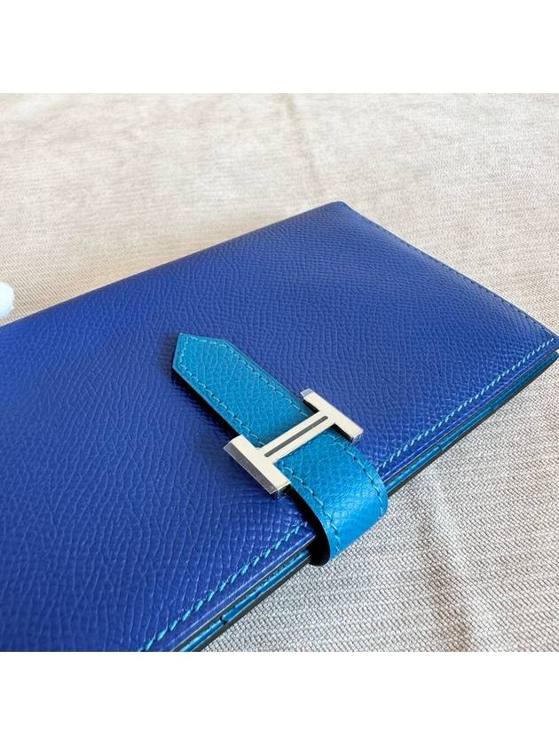 Bean long wallet Epson blue two tone silver plate - HERMES - BALAAN 3