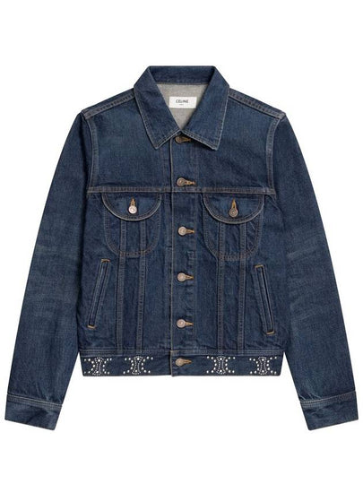 Trucker Cotton Denim Jacket Navy - CELINE - BALAAN 2