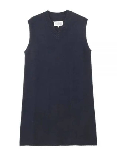 Women's V-neck Knit Midi Dress Blue - MAISON MARGIELA - BALAAN 2