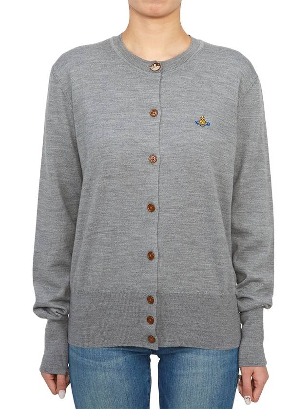 Bea Logo Wool Cardigan Grey - VIVIENNE WESTWOOD - BALAAN 2