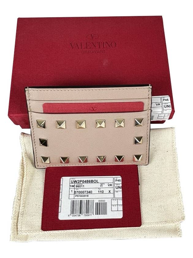 Rockstud Card Wallet Pink - VALENTINO - BALAAN 4