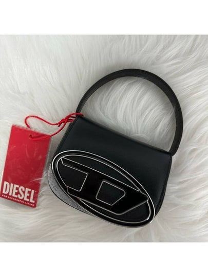 1DR Round Logo Leather Mini Shoulder Bag Black - DIESEL - BALAAN 2