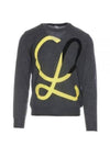 L Intarsia Wool Knit Top Grey - LOEWE - BALAAN 2