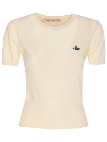 ORB Logo Short Sleeve Knit Top Cream - VIVIENNE WESTWOOD - BALAAN 1