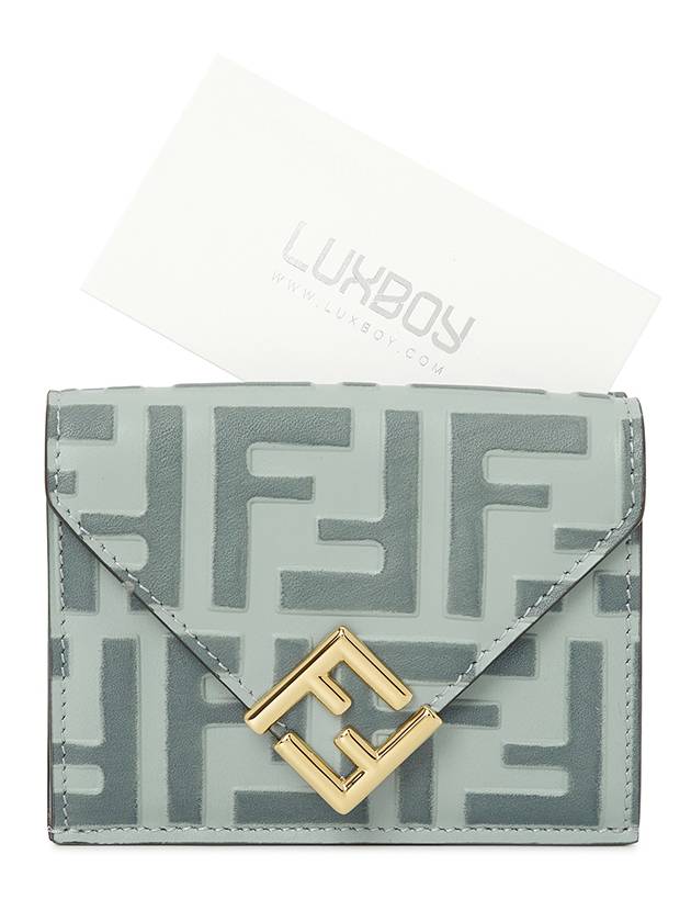 FF Diamonds Leather Half Wallet Light Blue - FENDI - BALAAN 7