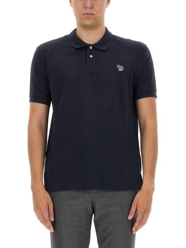 Regular Fit Zebra Logo Short Sleeve Polo Shirt Navy - PAUL SMITH - BALAAN 4