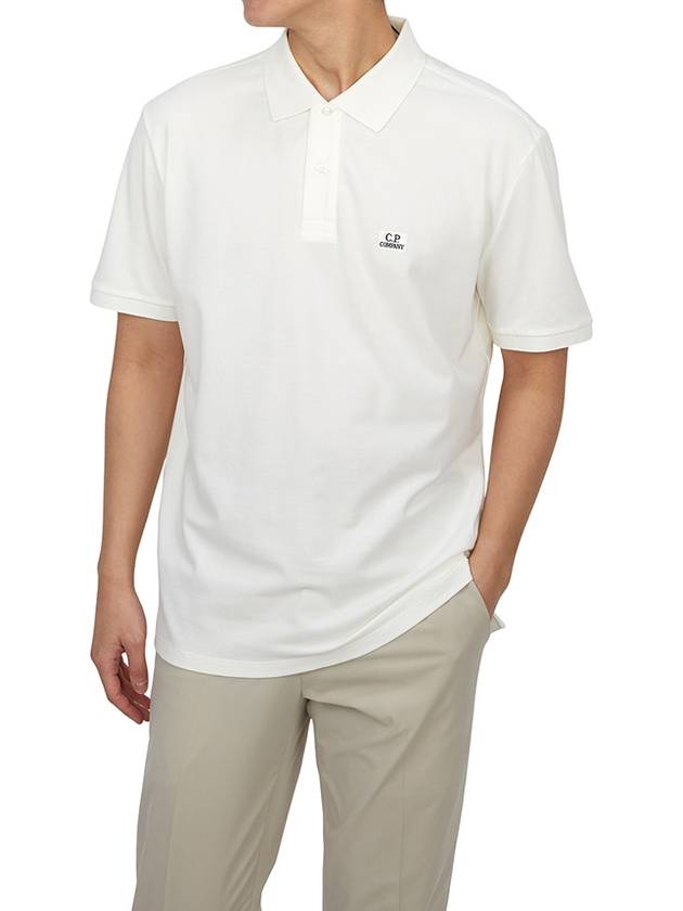 Logo Cotton Polo Shirt Ivory - CP COMPANY - BALAAN 5