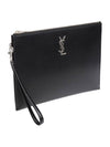 Monogram Silver Logo Clutch Bag Black - SAINT LAURENT - BALAAN 4