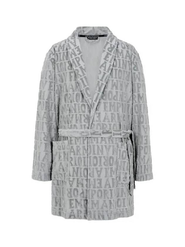 UNDERWEAR Men's Velor Logo Dressing Gown Gray 270230 - EMPORIO ARMANI - BALAAN 1