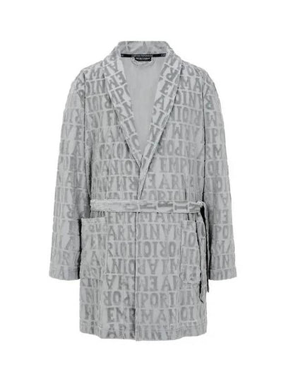 Velour Logo Robe Grey - EMPORIO ARMANI - BALAAN 2