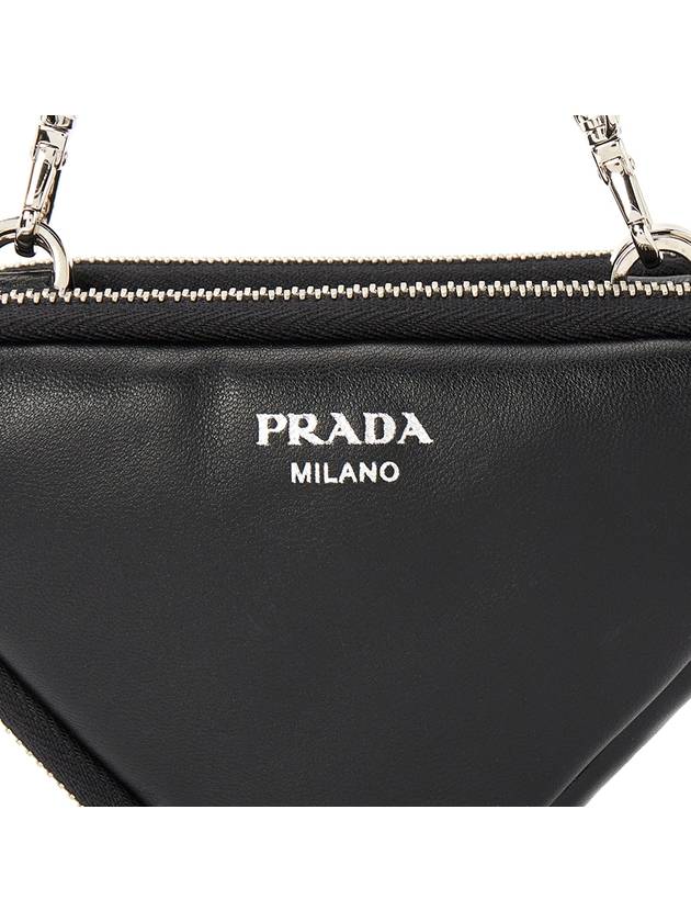 Triangle Logo Leather Mini Pouch Bag Black - PRADA - BALAAN 11