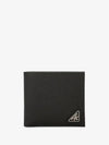 Saffiano Coin Pocket Triagle Logo Leather Wallet Black - PRADA - BALAAN 4