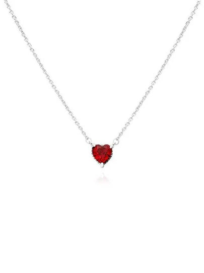 Sparkling Heart Halo Pendant Necklace Red Silver - PANDORA - BALAAN 2