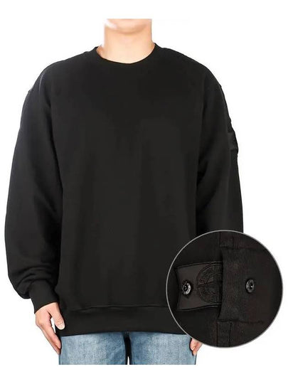 Shadow Logo Crew Neck Cotton Sweatshirt Black - STONE ISLAND - BALAAN 2