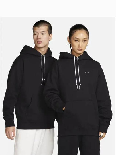 Solo Swoosh Fleece Pullover Hoodie Black - NIKE - BALAAN 2