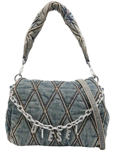 Charm D Quilted Denim Shoulder Bag Medium Blue - DIESEL - BALAAN 1