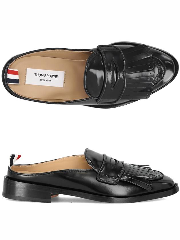 Men's Kilt Varsity Patent Penny Mule Loafers Black - THOM BROWNE - BALAAN.