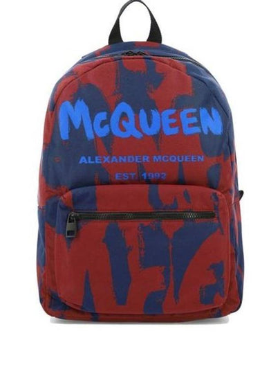 Graffiti Logo Print Backpack Navy Red - ALEXANDER MCQUEEN - BALAAN 2