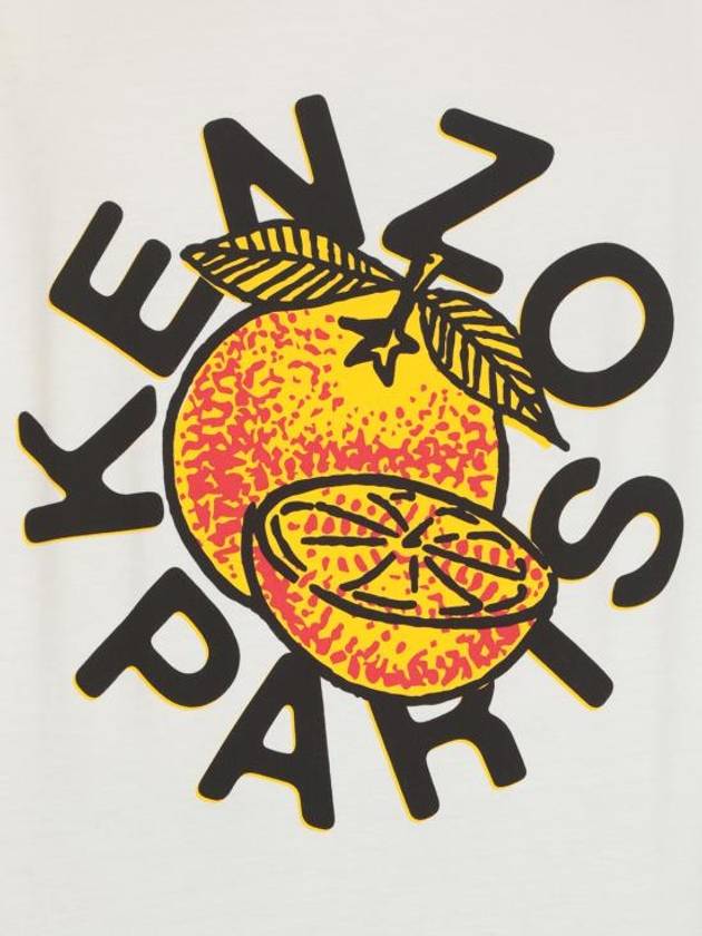 Orange Print Classic Cotton Short Sleeve T-Shirt White - KENZO - BALAAN 6