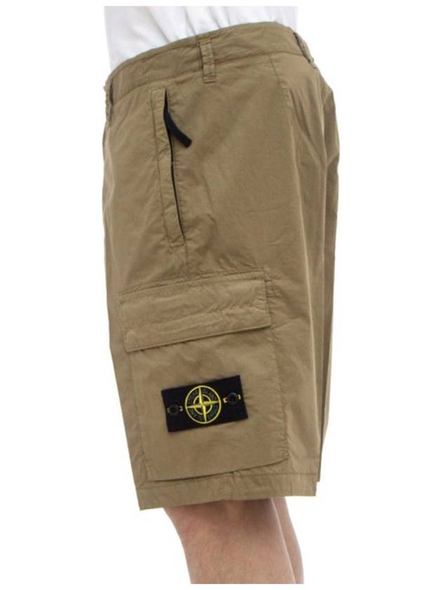 Men's Logo Patch Cargo Shorts Dark Beige - STONE ISLAND - BALAAN 3