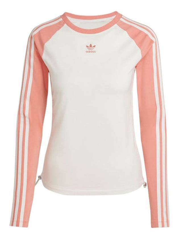 Color Block Slim Fit Long Sleeve T-Shirt Wonder Clay White - ADIDAS - BALAAN 2