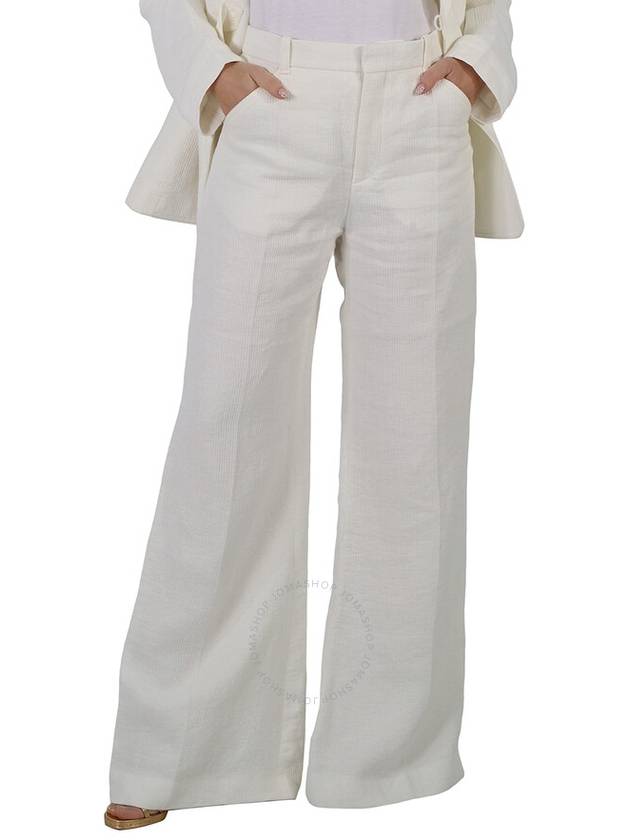 Women's Linen Flare Wide Pants White - CHLOE - BALAAN 2