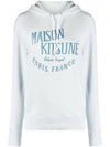 Logo Print Jersey Hoodie Grey Blue - MAISON KITSUNE - BALAAN 1