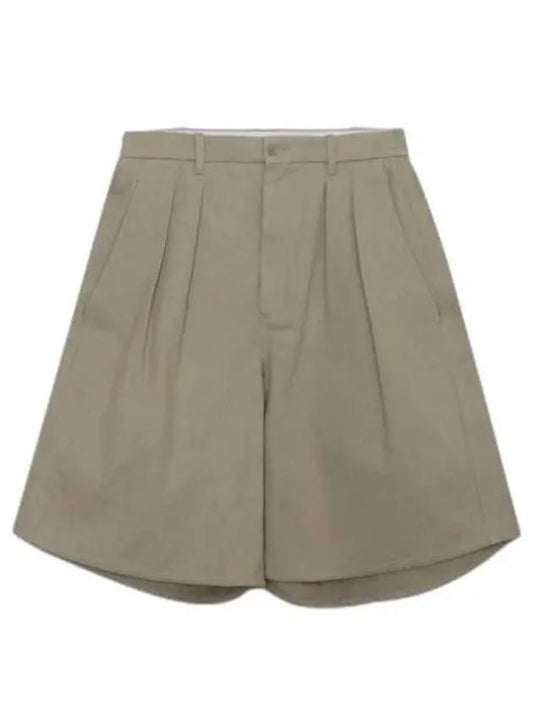 SS22P45BEGDRL 001 Sunny Dry Washed Beige Pleated Shorts - HED MAYNER - BALAAN 1