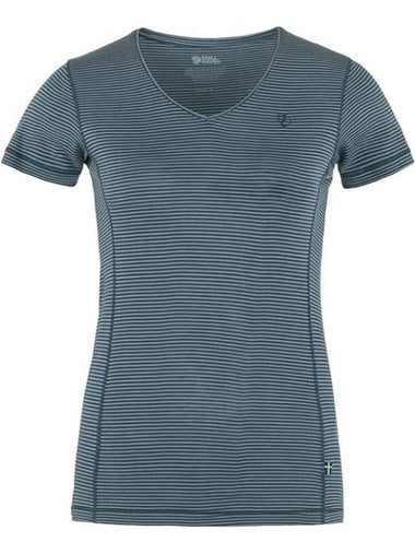 Women's Abisko Cool Short Sleeve T-Shirt Indigo Blue - FJALL RAVEN - BALAAN 1