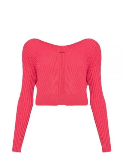 La Maille Pralu Longue Micro Charm Logo Cardigan Pink - JACQUEMUS - BALAAN 2