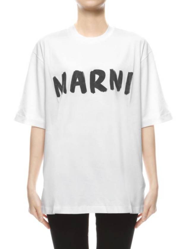 Logo Lettering Boxy Fit Short Sleeve T-Shirt White - MARNI - BALAAN 3