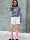 Loose Fit Drop Shoulder Striped Long Sleeve T-Shirt Blue - SORRY TOO MUCH LOVE - BALAAN 4